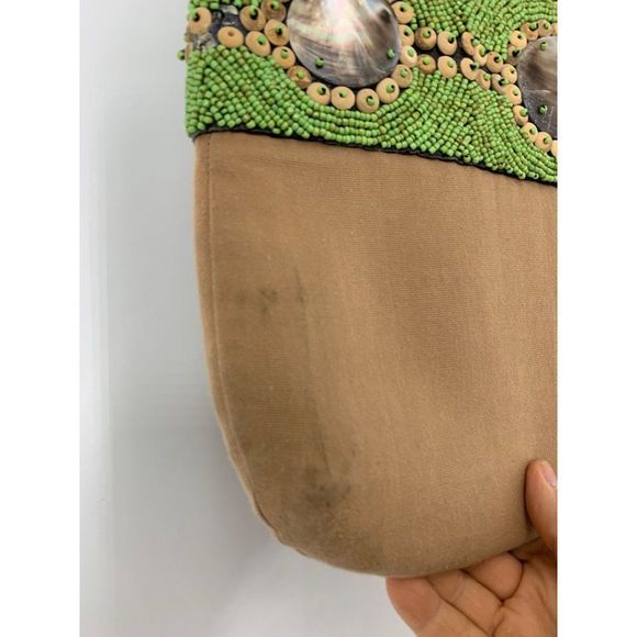 Womens Xlarge Straw Tote Mother of Pearl Bali Seashell Bag Handmade Resort 5215 - Picture 5 of 10